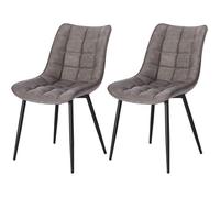 WOLTU 2x Chaises de salle à manger, Chaises de Cusine, Assise rembourrée en Similicuir, pieds en métal, Gris Foncé W0ATT0100-2