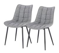 WOLTU 2x Chaises de salle à manger, Chaises de Cusine, Assise rembourrée en Similicuir, pieds en métal, Gris W0ATT0101-2