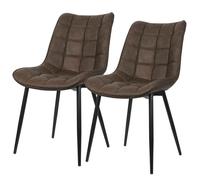 WOLTU 2x Chaises de salle à manger, Chaises de Cusine, Assise rembourrée en Similicuir, pieds en métal, Brun W0ATT0099-2