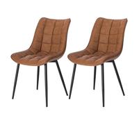 WOLTU 2x Chaises de salle à manger, Chaises de Cusine en Similicuir, pieds en métal, Brun Clair W0ATT0011-2