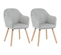 WOLTU 2x Chaises de salle à manger en velours, Chaise pour cuisine,salon,café, Pieds en bois massif, Gris Clair W0ATT0148-2