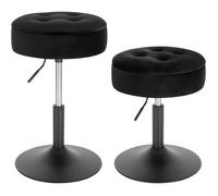WOLTU Tabouret Coiffeuse x2, Tabouret de Maquillage avec Rangement, Pivotant, Tabouret Bar Bas Réglable en Hauteur 50-66,5 cm, Siège Rond pour Chambre à Coucher, Salle à Manger, Velours, Noir
