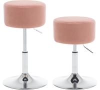 WOLTU 2x Tabouret de Maquillage Pivotant, Tabouret de Bar Rond en Velours Côtelé, Réglable en Hauteur, Rembourré, Rose W0ATT0350-2