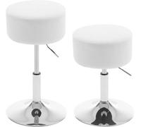 WOLTU 2x Tabouret de Maquillage Pivotant, Tabouret de Bar Rond en Velours Côtelé, Réglable en Hauteur, Rembourré, Blanc W0ATT0349-2