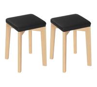 WOLTU 2x Tabouret en Bois Massif, Chaise de Cuisine, Siège Rembourré d’Éponge et PU, 32.5x32.5x47cm,Noir BH345sz-2