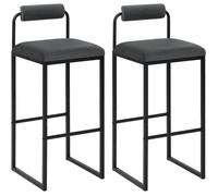 WOLTU 2x Tabourets de Bar en Velours et Métal, Chaise Haute Bar, Design Moderne, Hauteur du Siège 75cm, Gris Foncé BH343dgr-2