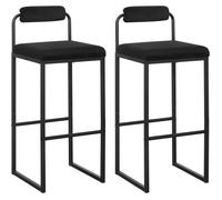 WOLTU Lot de 2 Tabourets de Bar, Chaises de Bar Hautes avec Dossier et Repose-Pieds, Design Moderne, en Velours et Métal Hauteur du Siège 75cm, Noir BH343sz-2