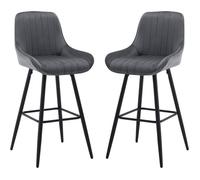 WOLTU 2x Tabourets de Bar Hauts avec Dossier, Chaise Moderne avec Repose-Pieds, Siège en Velours, Gris foncé W0ATT0134-2