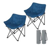 WOLTU 2xChaise Camping Pliante, Siège Rembourré en Suédé, Bleu
