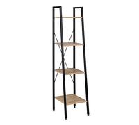 WOLTU 4 Étagère Meuble Rangement étagère à Livres en Bois et Acier,Environ 34x35x148cm Noir+Chêne Clair RGB9284hei