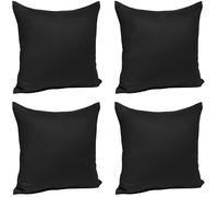 WOLTU 4 pièces Taies d'Oreillers en Coton,Housse d'oreiller avec Fermeture éclair,30x30cm,Noir