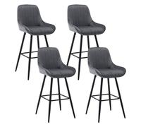 WOLTU 4×Tabourets de Bar Hauts avec Dossier, Chaise Moderne avec Repose-Pieds Carré, Tabouret Ergonomique en Velours pour Le Bistrot, Hauteur d'Assise 71 cm, Pieds en Métal, Grigio Scuro, BH394dgr-4