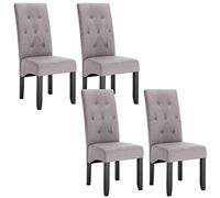 WOLTU 4 X Chaises de Salle à Manger Chaises de Cuisine Gris Clair,Chaise Salon à Manger Assise en Lin et Pied en Bois Massif,BH106hgr-4