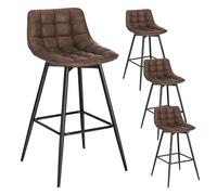 WOLTU 4 X Tabouret de Bar Bistro Chaise de Bar Assise rembourrée en Similicuir avec Pieds et Repose-Pieds en métal,Brun BH249br-4