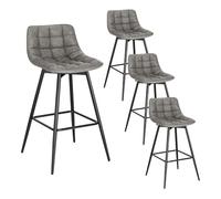 WOLTU 4 X Tabouret de Bar Bistro Chaise de Bar Assise rembourrée en Similicuir avec Pieds et Repose-Pieds en métal,Gris Foncé BH249dgr-4