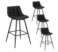 WOLTU 4 X Tabouret de Bar Bistro Chaise de Bar Assise rembourrée en Similicuir avec Pieds et Repose-Pieds en métal,Anthracite BH249an-4