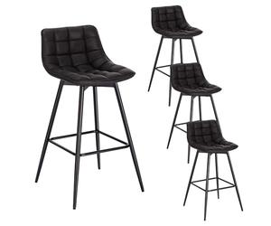 WOLTU 4 X Tabouret de Bar Bistro Chaise de Bar Assise rembourrée en Similicuir avec Pieds et Repose-Pieds en métal,Anthracite BH249an-4