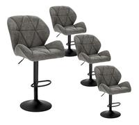 WOLTU Lot de 4 Tabouret de Bar réglable en Hauteur Chaise Haute pour Bar avec Dossier siège rembouré en Similicuir Pied en métal,Gris BH287gr-4