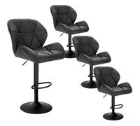 WOLTU Lot de 4 Tabouret de Bar réglable en Hauteur Chaise Haute pour Bar avec Dossier siège rembouré en Similicuir Pied en métal,Noir BH287sz-4