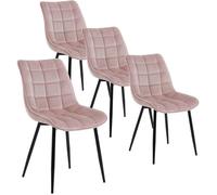 WOLTU 4X Chaise de Salle à Manger Chaise de Cuisine Assise rembourrée en Velours épais Pieds en métal Rose