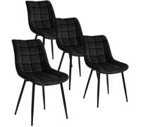 WOLTU 4X Chaise de Salle à Manger Chaise de Cuisine Assise rembourrée en Velours épais Pieds en métal Noir