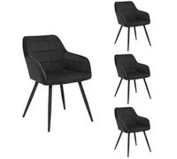 WOLTU 4x Chaises de salle à manger siège bien rembourré en velours Chaises scandinaves pieds en métal Noir