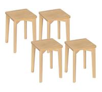 WOLTU 4x Tabouret en Bois Massif, Chaise Salle à Manger, Siège Carré, Hauteur 44,5cm, BH344ei-4