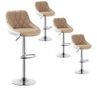 WOLTU Tabouret de Bar Lot de 4, Chaise de Bar Haute Cuisine, Réglable en Hauteur, Siège pivotant à 360° Confortable, avec Dossier et Repose-Pieds, pour Cuisine, Salle à Manger, en Similicuir, Kaki