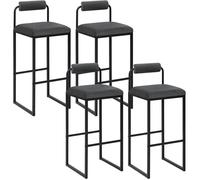 WOLTU 4x Tabourets de Bar en Velours et Métal, Chaise Haute Bar, Design Moderne, Hauteur du Siège 75cm, Gris Foncé BH343dgr-4