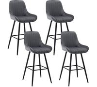 WOLTU 4x Tabourets de Bar Hauts avec Dossier, Chaise Moderne avec Repose-Pieds, Siège en Velours, Gris foncé W0ATT0134-4
