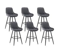 WOLTU 6×Tabourets de Bar Hauts avec Dossier, Chaise Moderne avec Repose-Pieds Carré, Tabouret Ergonomique en Velours pour Le Bistrot, Hauteur d'Assise 71 cm, Pieds en Métal, Grigio Scuro, BH394dgr-6