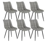 WOLTU 6 X Chaise de Salle à Manger Chaise Design Moderne Assise en Similicuir Bien rembourrée Cadre en métal,Gris BH207gr-6