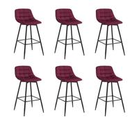 WOLTU 6 X Tabouret de Bar Style Bistro Chaise Haute pour Bar Assise rembourrée en Velours Doux avec Cadre en métal,Bordeaux BH143bd-6