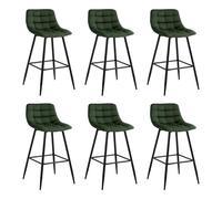 WOLTU 6 X Tabouret de Bar Style Bistro Chaise Haute pour Bar Assise rembourrée en Velours Doux avec Cadre en métal,Vert Foncé BH143dgn-6