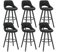 WOLTU 6 X Tabourets de Bar en Tissu Scientifique,Chaises de Bar Structure en Bois Massif,Anthracite