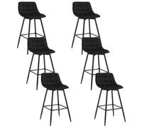 WOLTU 6 X Tabouret de Bar Style Bistro Chaise Haute pour Bar Assise rembourrée en Velours Doux avec Cadre en métal,Noir BH143sz-6