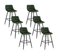WOLTU 6 X Tabouret de Bar Style Bistro Chaise Haute pour Bar Assise rembourrée en Velours Doux avec Cadre en métal,Vert Foncé BH143dgn-6