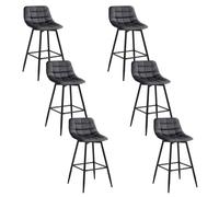 WOLTU 6X Tabouret de Bar Style Bistro Chaise Haute pour Bar Assise rembourrée en Velours Doux avec Cadre en métal, Gris Foncé, BH143dgr-6