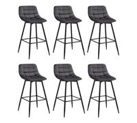 WOLTU 6X Tabouret de Bar Style Bistro Chaise Haute pour Bar Assise rembourrée en Velours Doux avec Cadre en métal, Gris Foncé, BH143dgr-6