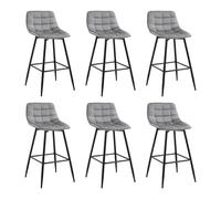 WOLTU 6X Tabouret de Bar Style Bistro Chaise Haute pour Bar Assise rembourrée en Velours Doux avec Cadre en métal, Gris Clair, BH143hgr-6
