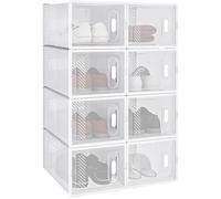 WOLTU 8 x Boîtes à Chaussures, Boîtes de Rangement Transparente en Plastique, Pliables et Empilables avec Couvercle