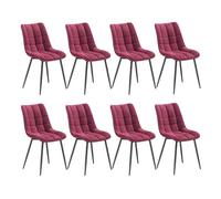 WOLTU 8X Chaise de Salle à Manger Chaise Design Moderne Assise en Velours Bien rembourrée Cadre en métal,Bordeaux BH142bd-8