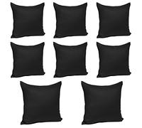 WOLTU 8X Taies d'Oreillers en Coton Housse de Coussin avec Fermeture éclair 30x30cm,Noir