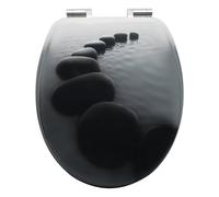 WOLTU Abattant de WC avec système d'abaissement automatique, noyau en bois MDF, charnières Softclose, design design Forme O