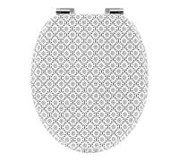 WOLTU Abattant WC avec Frein de Chute, Lunette Toilettes WC, en MDF, Dégagement Rapide, en Forme O, Charnières Réglables, Motif de Motif carrelé