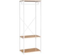 WOLTU Armoire de rangement,Étagère à vêtements,Portant à vêtements en métal et bois,60 x 40 x 167 cm,Blanc+chêne clair