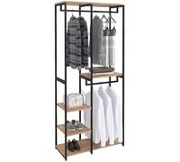 WOLTU Armoire de rangement - Métal et bois - Noir et chêne clair - 90 x 40 x 204,5 cm