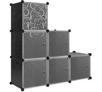 WOLTU Armoire de Rangement Plastique, Meuble de Rangement Modulable, 6 Casiers, Noir W0ITT0074