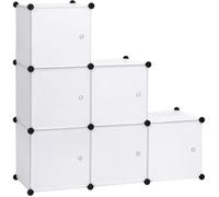 WOLTU Armoire plastique,Penderie pour le stockage de vêtements-accessoires-livres, Étagère de rangement DIY,6 cubes,Blanc