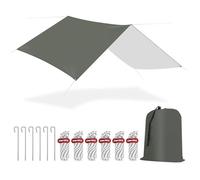 WOLTU Bâche de Protection, Bâche Camping Imperméable, Toile de Tente, 3x4 m, Anti-UV, avec Sac de Rangement, Gris W0UETT0245